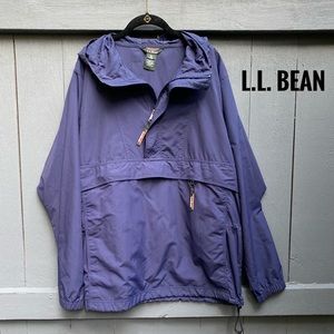 LL BEAN NAUTICAL BLUE ANARACK KANGAROO POUCH 2 WAIST POCKETS HOOD RAINPR…